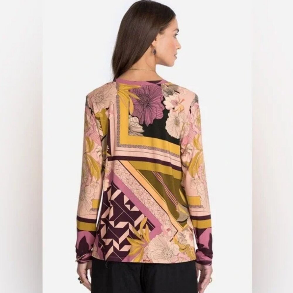 Johnny Was ECHO‎ FAVORITE Long Sleeve V-Neck Swing TEE 1X - Picture 2 of 8